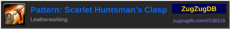 Pattern: Scarlet Huntsman's Clasp: forum signature banner