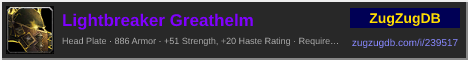 Lightbreaker Greathelm: forum signature banner