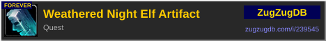 Weathered Night Elf Artifact: forum signature banner