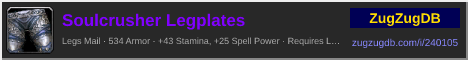 Soulcrusher Legplates: forum signature banner