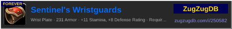 Sentinel's Wristguards: forum signature banner