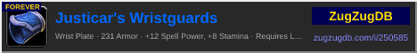 Justicar's Wristguards: forum signature banner
