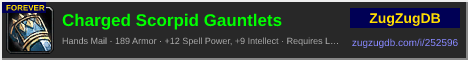 Charged Scorpid Gauntlets: forum signature banner