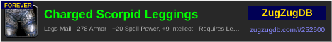 Charged Scorpid Leggings: forum signature banner