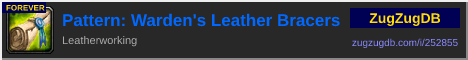 Pattern: Warden's Leather Bracers: forum signature banner