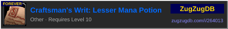 Craftsman's Writ: Lesser Mana Potion: forum signature banner