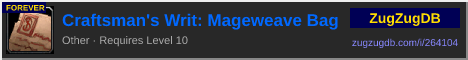 Craftsman's Writ: Mageweave Bag: forum signature banner