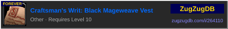 Craftsman's Writ: Black Mageweave Vest: forum signature banner
