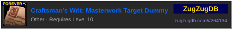 Craftsman's Writ: Masterwork Target Dummy: forum signature banner