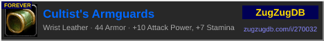 Cultist's Armguards: forum signature banner