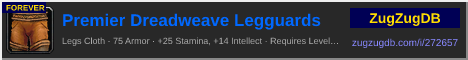 Premier Dreadweave Legguards: forum signature banner