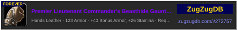 Premier Lieutenant Commander's Beasthide Gauntlets: forum signature banner
