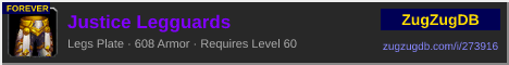 Justice Legguards: forum signature banner