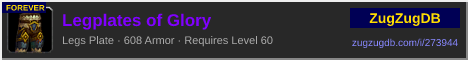 Legplates of Glory: forum signature banner