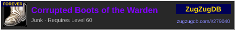 Corrupted Boots of the Warden: forum signature banner