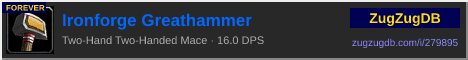 Ironforge Greathammer: forum signature banner