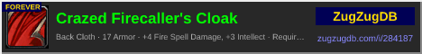 Crazed Firecaller's Cloak: forum signature banner