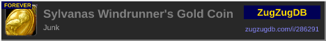 Sylvanas Windrunner's Gold Coin: forum signature banner