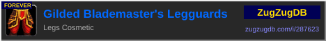 Gilded Blademaster's Legguards: forum signature banner