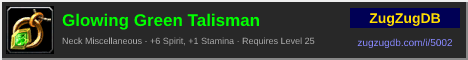 Glowing Green Talisman: forum signature banner