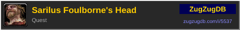 Sarilus Foulborne's Head: forum signature banner