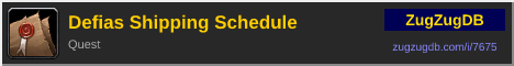 Defias Shipping Schedule: forum signature banner