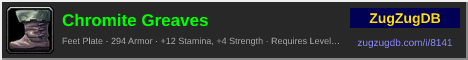 Chromite Greaves: forum signature banner