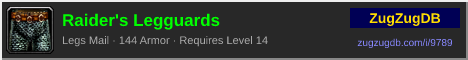 Raider's Legguards: forum signature banner