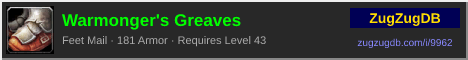 Warmonger's Greaves: forum signature banner